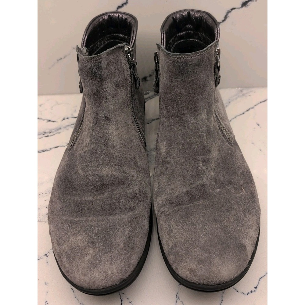 Hartjes XS Ankle Boot Women's Size 6 Gray Suede Side Zip Up Flat Heel - Picture 1 of 7
